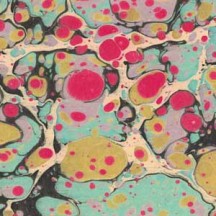 Hand Marbled Paper Stone Marble Pattern in Teal and Red ~ Berretti Marbled Arts